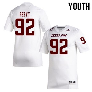 Youth Texas A&M #92 Jayden Peevy White Official Jersey 812321-917