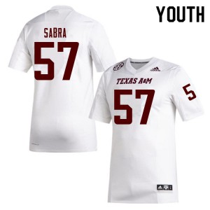 Youth Texas A&M #57 John Sabra White Player Jersey 430964-266