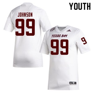 Youth Texas A&M #99 Jordan Johnson White Official Jersey 131131-797
