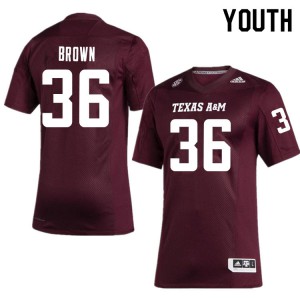 Youth Texas A&M Aggies #36 Ke'Shun Brown Maroon Stitch Jerseys 200697-890