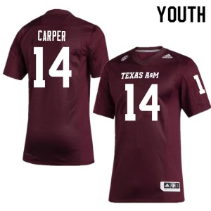 Youth Texas A&M Aggies #14 Keldrick Carper Maroon High School Jerseys 296233-182