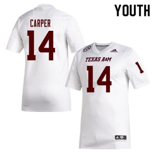 Youth TAMU #14 Keldrick Carper White NCAA Jersey 638780-256