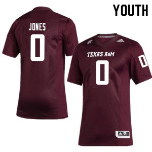Youth Texas A&M #0 Myles Jones Maroon Stitch Jersey 217208-888