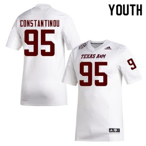 Youth TAMU #95 Nik Constantinou White Player Jerseys 187633-960