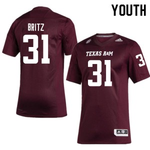 Youth Texas A&M University #31 Reinard Britz Maroon NCAA Jersey 247867-322