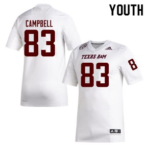 Youth Aggies #83 Ryan Campbell White Football Jersey 280429-318