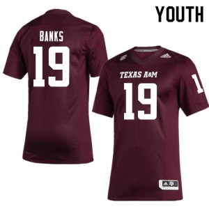 Youth TAMU #19 Shadrach Banks Maroon Official Jersey 333101-377