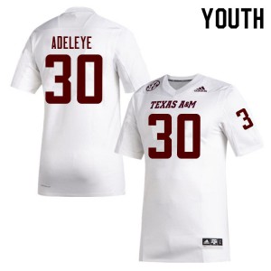 Youth Texas A&M #30 Tunmise Adeleye White Player Jerseys 601913-964