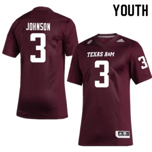 Youth Texas A&M Aggies #3 Tyree Johnson Maroon Embroidery Jerseys 880337-735