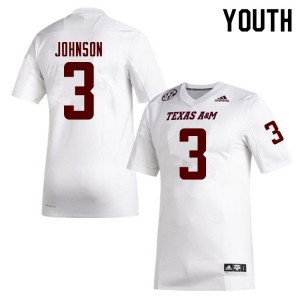 Youth Texas A&M Aggies #3 Tyree Johnson White NCAA Jersey 464383-584